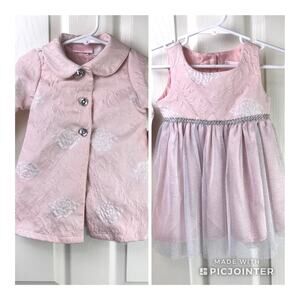 Formal Holiday Pink Gray Dress Coat Combo 18 Mos